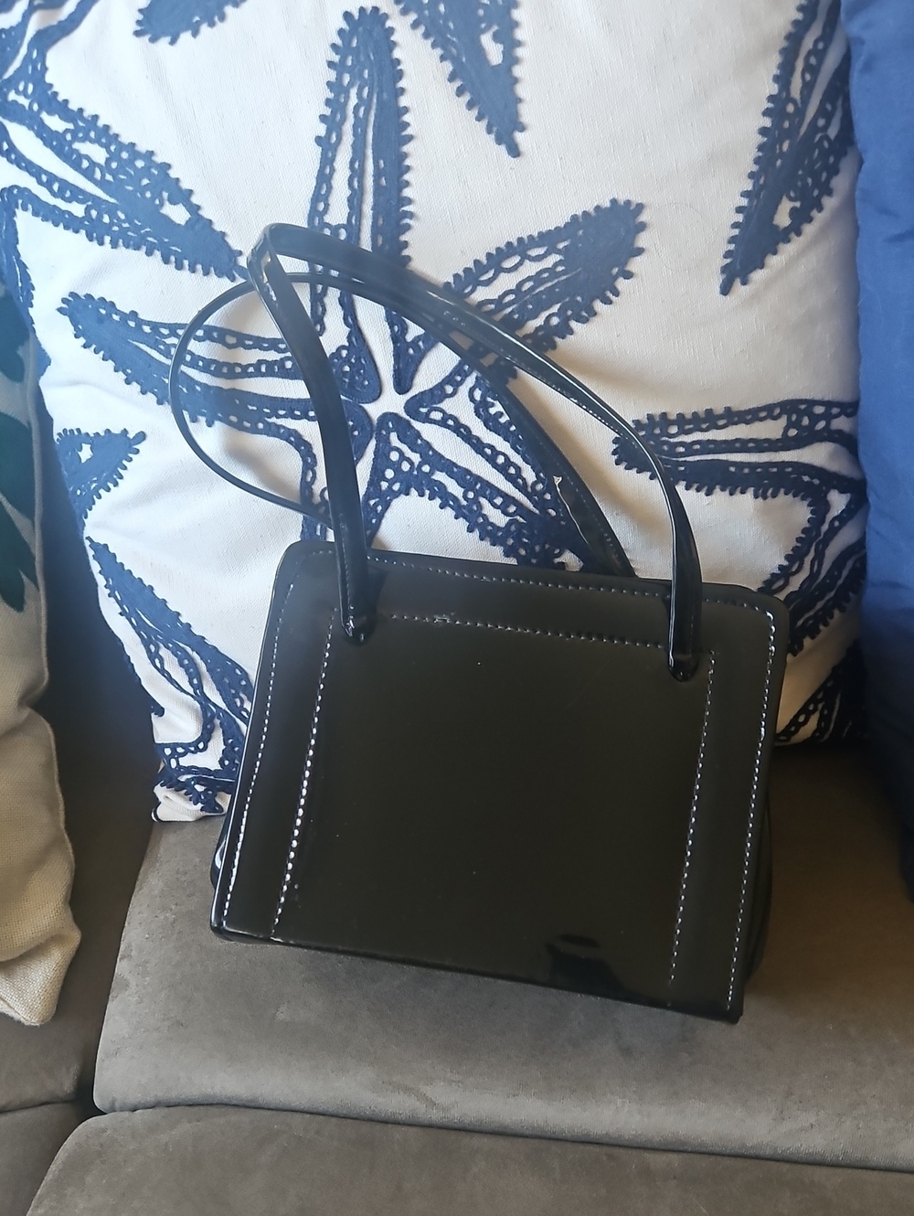 Vintage Black Patent Shoulder Bag